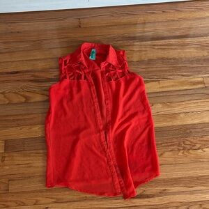 Chic Orange Sleeveless Blouse